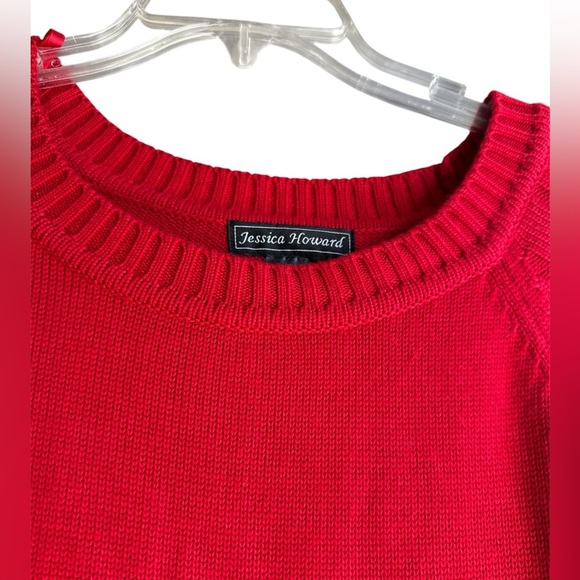 Red sweater dress by Jessica Howard size medium midi below the knee - Picture 3 of 12